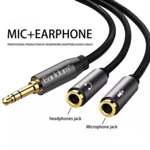 EARLDOM 3.5mm Male to 2-Female 3.5mm Headphone Mic Splitter Audio Cable AUX202-20cm