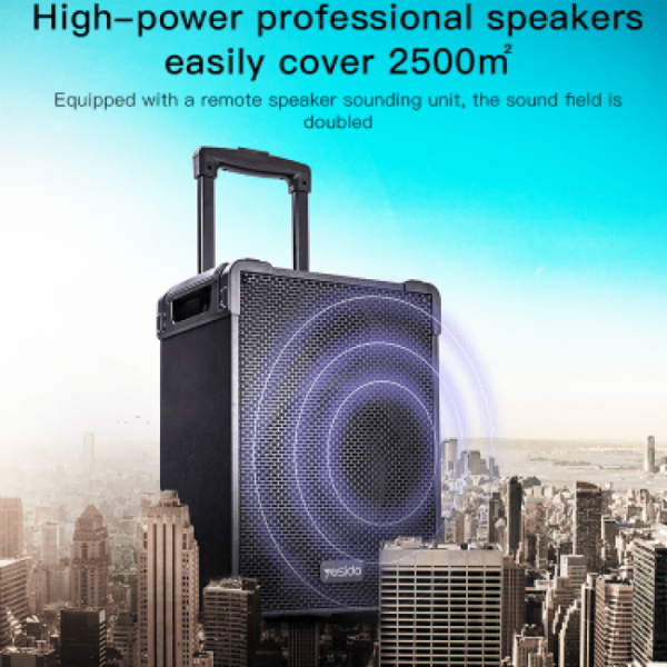 YESIDO 12 Inches Outdoor Speaker With Two Microphones 5000mAh/40W/Wooded Box YSW16