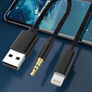 EARLDOM Lightning to 3.5mm with USB 3in1 Audio Cable AUX43-120cm