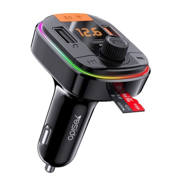 YESIDO Y39 Dual USB Cigarette Lighter Car Charger Bluetooth 5.0 MP3 FM Player with Digital Display